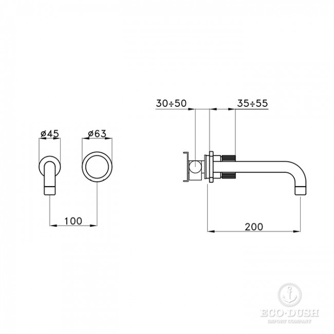 Stella Sirius Смеситель для раковины, встраиваемый, излив: 20см., цвет: черный матовый