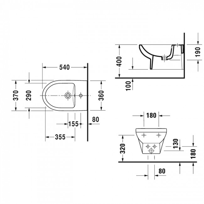 Duravit DuraStyle Биде подвесное, с 1 отв., с покрытием Wondergliss, цвет: белый