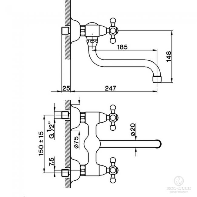 CISAL Arcana Ceramic Смеситель для кухни наружный, цвет: золот