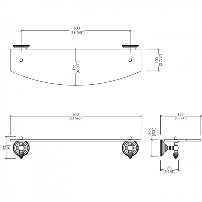 Devon&Devon Black Diamond Полочка стеклянная 60 см, подвесной, цвет: никель блестящий