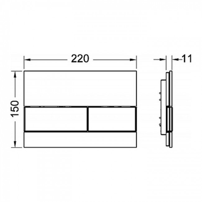 TECEsquare Панель смыва с двумя клавишами стекло белое, клавиши хром глянцевый 9240802