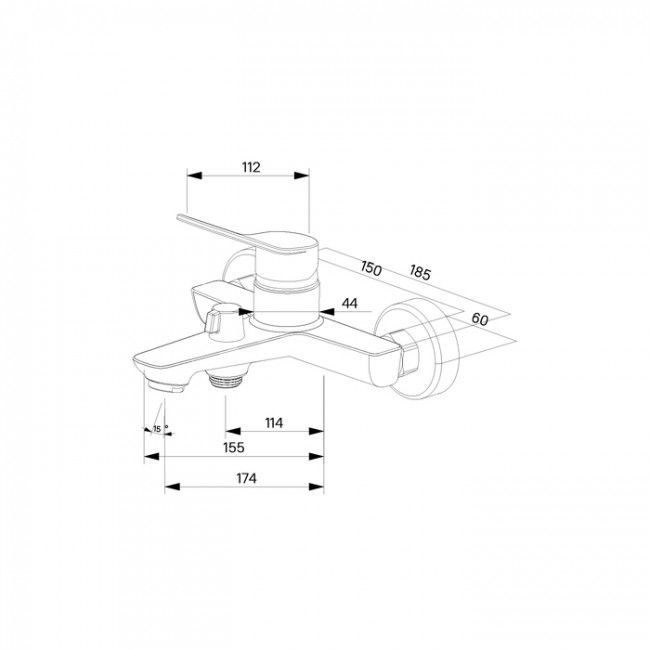 Смеситель для ванны, глянцевый хром, Enjoy, Milardo, (ENJSB00M02)
