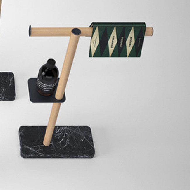 Agape Dot line Напольная стойка 75см., с аксессуарами, цвет: натуральный дуб/черный мрамор Marquinia Agape Dot line Напольная стойка 75см., с аксессуарами, цвет: натуральный дуб/черный мрамор Marquinia