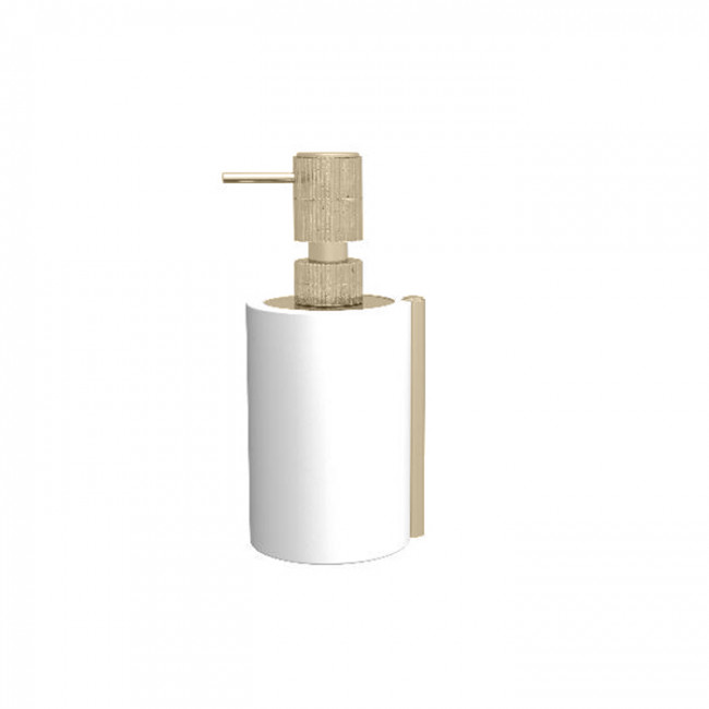 Bertocci Easy Дозатор для жидкого мыла, композит, отделка "тысяча строк", цвет: белый матовый/никель матовый