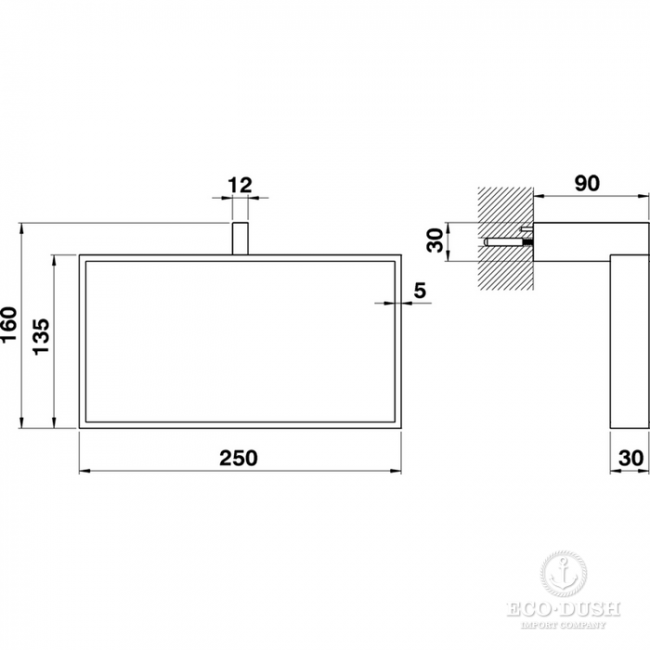 CISAL Quad Полотенцедержатель прямоугольный 25 см, подвесной, цвет: хром CISAL Quad Полотенцедержатель прямоугольный 25 см, подвесной, цвет: хром