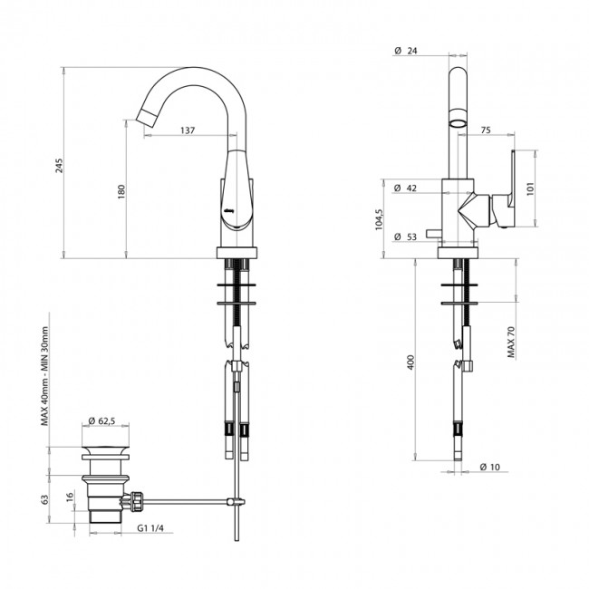 Смеситель для раковины Bongio Pi7, цвет: хром 07581CRPR