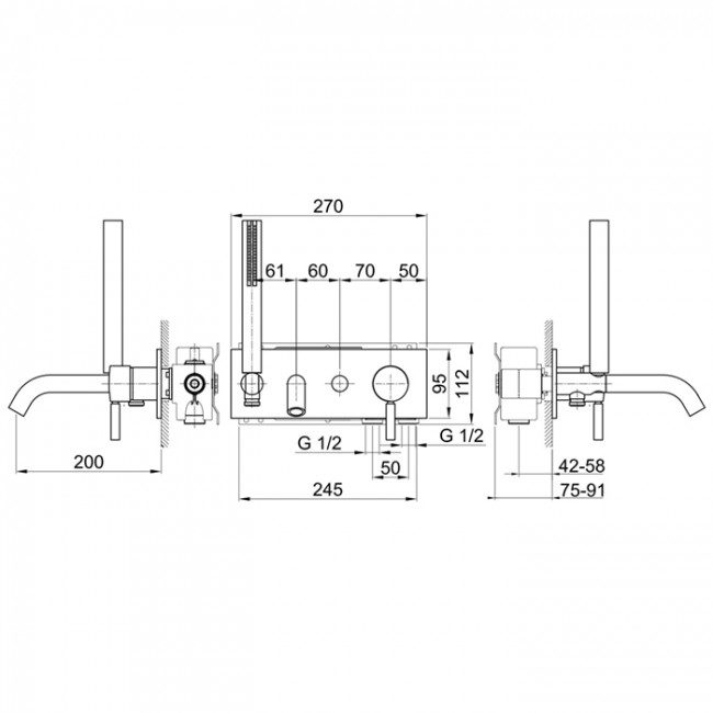 Fantini Nostromo Смеситель для ванны, встраиваемый, цвет: хром 50 02 E321B
