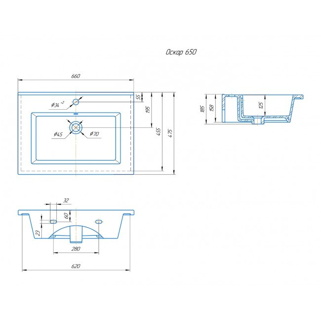 УМЫВАЛЬНИК RUNO мебельный Kirovit Оскар 65 (00-00001021) УМЫВАЛЬНИК RUNO мебельный Kirovit Оскар 65 (00-00001021)