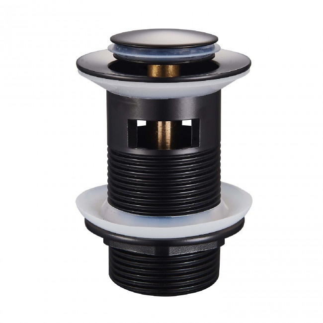 Донный клапан для раковины Raglo c переливом (клик-клак), латунь, черный (R600.05.06) Донный клапан для раковины Raglo c переливом (клик-клак), латунь, черный (R600.05.06)