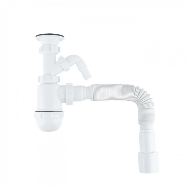 Сифон бутылочный IDDIS Optima Home 1.1/2x40мм, с выпуском, гофротрубой 40/50мм и отводом (900AVG1010VD)