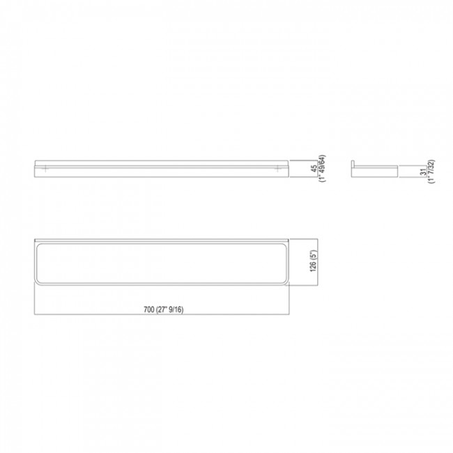 Agape Memory Полочка, 70см, цвет: матовый вороненый/черный мрамор Marquinia