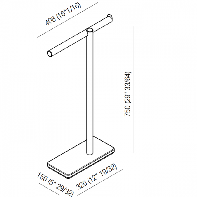 Agape Dot line Напольный полотенцедержатель, цвет: темный дуб/черный мрамор Marquinia