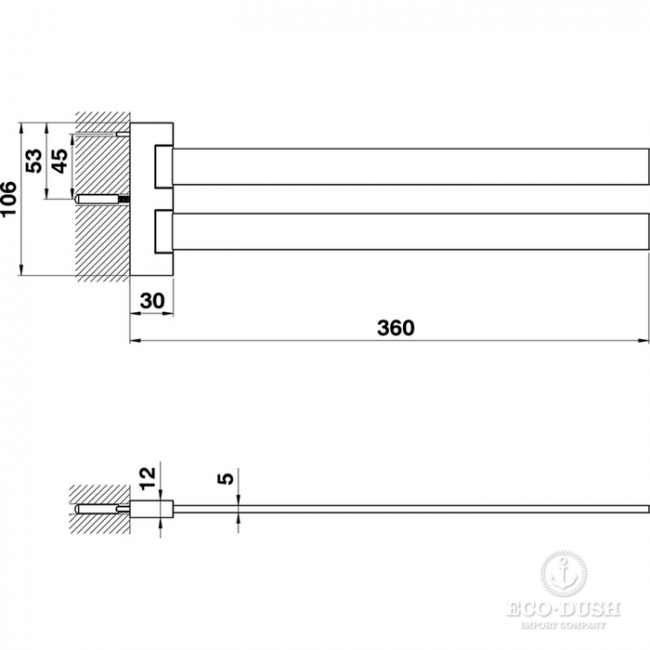 CISAL Quad Полотенцедержатель двойной 36 см, подвесной, цвет: хром CISAL Quad Полотенцедержатель двойной 36 см, подвесной, цвет: хром
