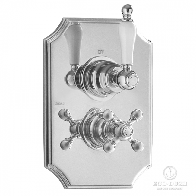 CISAL Arcana Toscana Термостатический смеситель с переключателем на 2 выхода, цвет: хром/белый CISAL Arcana Toscana Термостатический смеситель с переключателем на 2 выхода, цвет: хром/белый