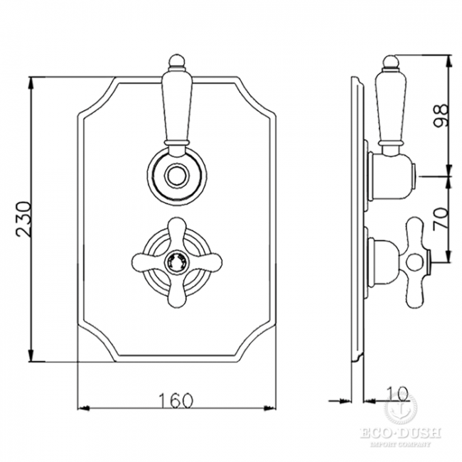 CISAL Arcana Toscana Термостатический смеситель с переключателем на 2 выхода, цвет: хром/белый CISAL Arcana Toscana Термостатический смеситель с переключателем на 2 выхода, цвет: хром/белый