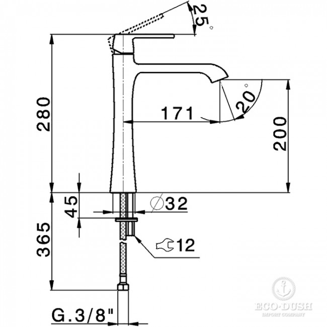 CISAL Cherie Смеситель однорычажный для раковины на 1 отверстие,высокий h200 мм, без донного клапана, цвет: золото розовое/черный матовый