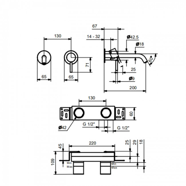 Fantini Nostromo SMALL Смеситель для раковины, встраиваемый, цвет: хром
