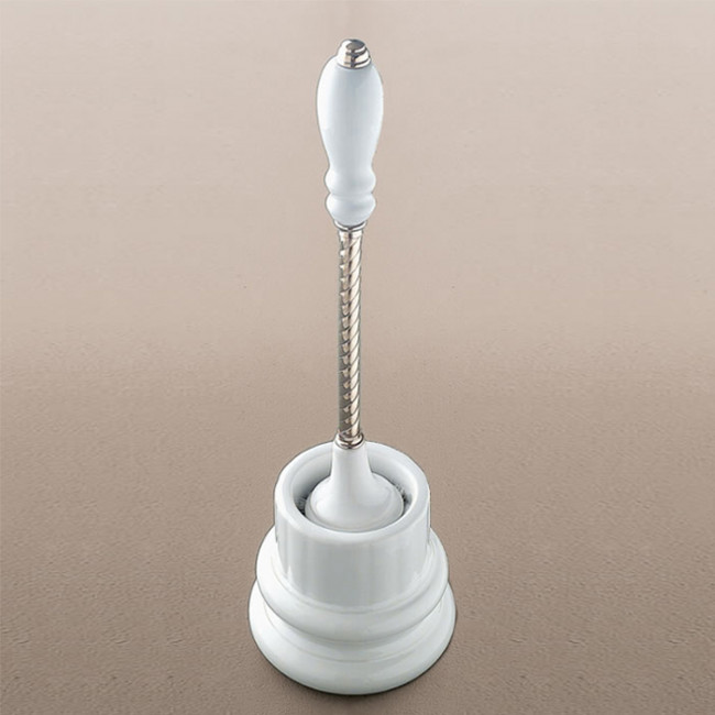 Devon&Devon Dorothy Ерш для унитаза напольный, колба - керамика белая, ручка ерша: золото светлое/белый