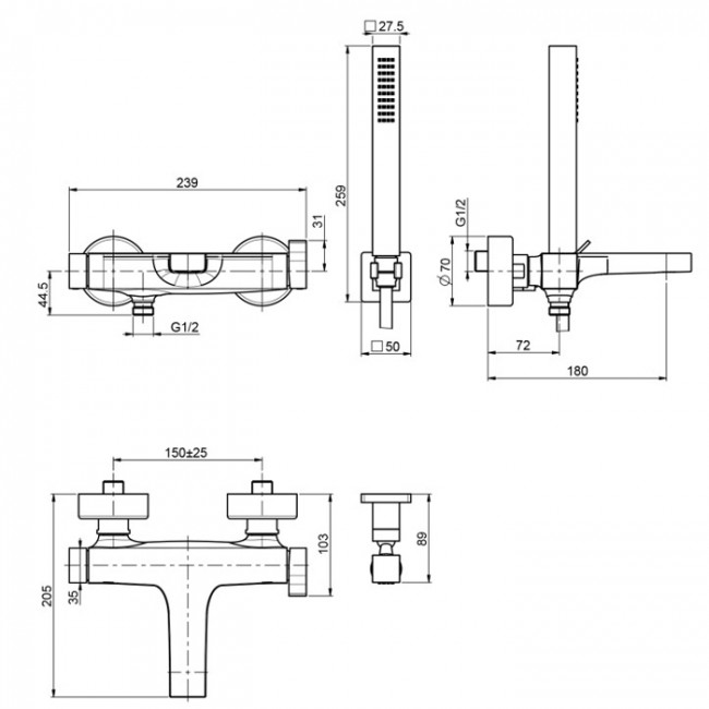 Carlo Frattini Zeta, Смеситель внешнего монтажа на ванну с душевым комплектом, цвет: Хром Carlo Frattini Zeta, Смеситель внешнего монтажа на ванну с душевым комплектом, цвет: Хром