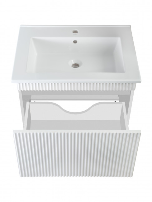 Тумба Runo Модена 75 напольная 2 ящика белая под умывальник Оскар 75 (00-00001453)