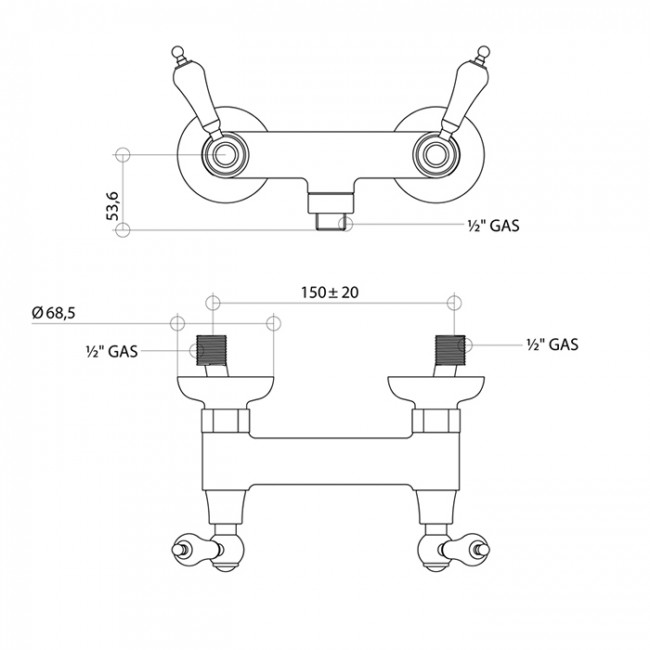 Смеситель для душа Bongio Capri, цвет: золото 17523OR00
