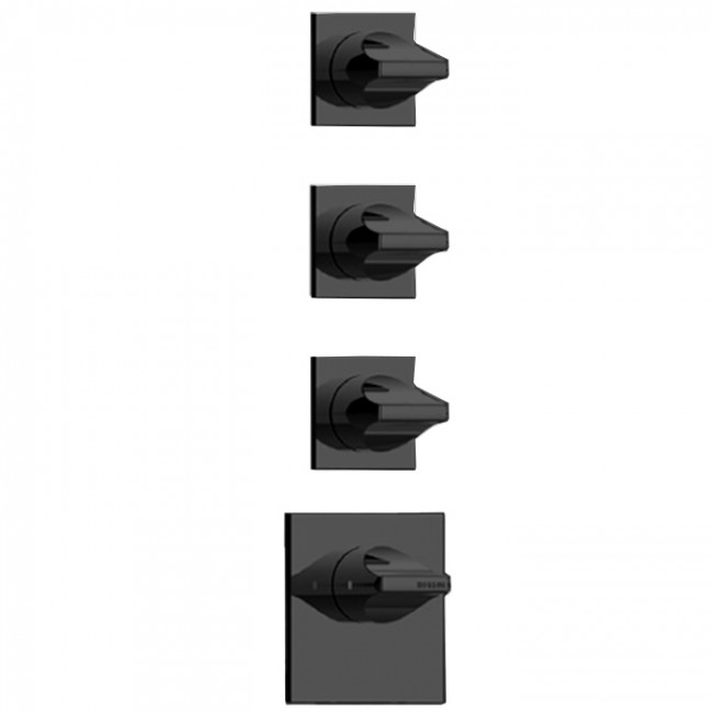 Bossini Z035205.073 Apice Смеситель для душа встраиваемый, термостатический, 3 запорных вентиля, внешняя часть, цвет черный матовый