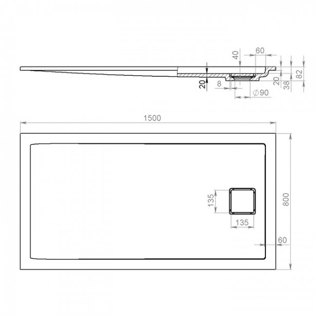 Salini Capri Поддон 150х80х8.2cм, с сифоном, S-Sense, цвет: белый матовый