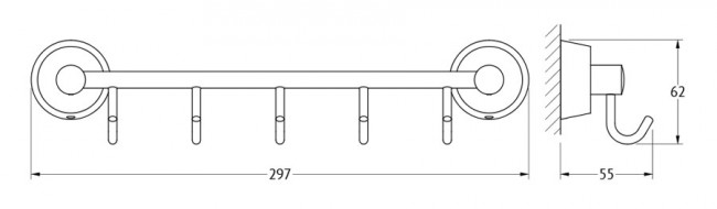 Держатель с 5-ю крючками FBS Vizovice VIZ 026 Держатель с 5-ю крючками FBS Vizovice VIZ 026