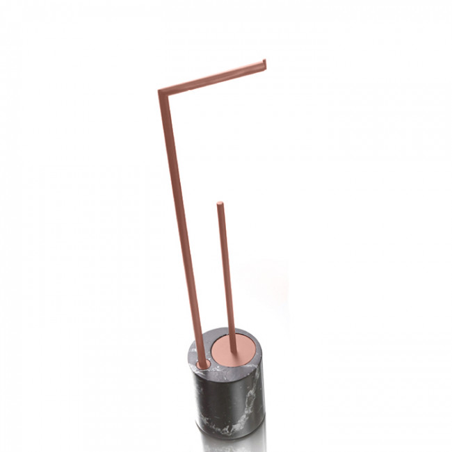 Bertocci Carrarino Напольная стойка, с туалетным ёршиком и бумагодержателем, цвет: черный мрамор/розовое золото Bertocci Carrarino Напольная стойка, с туалетным ёршиком и бумагодержателем, цвет: черный мрамор/розовое золото