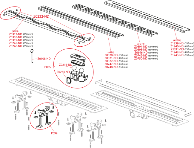 Alcaplast APZ10 Simple Водоотводящий желоб с порогами для перфорированной решетки APZ10-950M Alcaplast APZ10 Simple Водоотводящий желоб с порогами для перфорированной решетки APZ10-950M