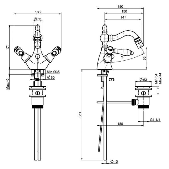 Carlo Frattini Herend Смеситель для биде, цвет: бронза
