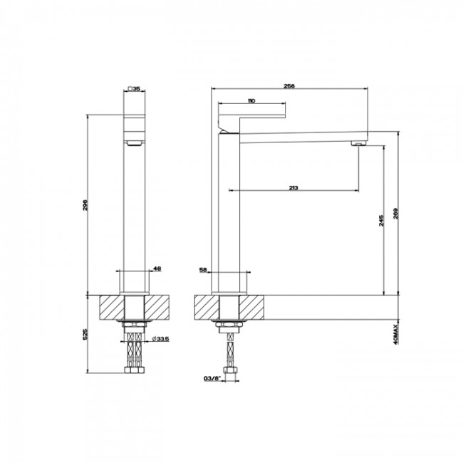 Gessi Rettangolo Смеситель для раковины с высоким изливом 213мм, цвет: Black XL