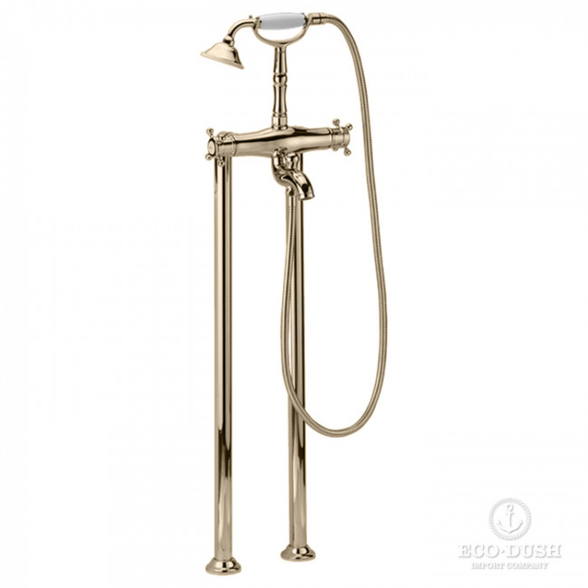 HUBER Victorian Смеситель для ванны, напольный, с ручным душе, цвет: никель матовый HUBER Victorian Смеситель для ванны, напольный, с ручным душе, цвет: никель матовый
