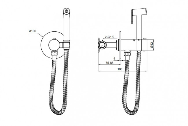 AltroBagno Гигиенический душ с термостатом BM 060401 Cr