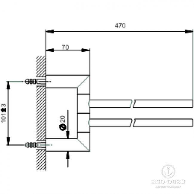 CISAL System Полотенцедержатель двойной 40 см, подвесной, цвет: хром CISAL System Полотенцедержатель двойной 40 см, подвесной, цвет: хром