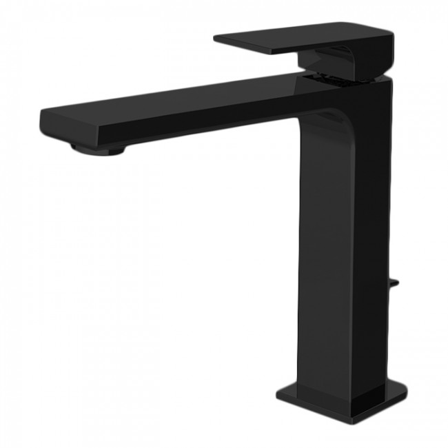 Carlo Frattini Fit Смеситель для раковины, на 1 отв, донный клапан, h167мм излив 160мм, цвет: черный матовый