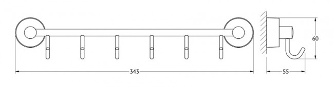 Держатель с 6-ю крючками FBS Nostalgy NOS 027 Держатель с 6-ю крючками FBS Nostalgy NOS 027