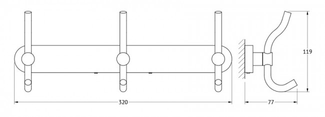 Планка с 3-мя крючками-вешалками 32 см Artwelle Harmonie HAR 006