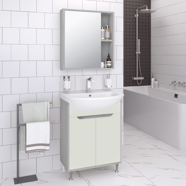 Зеркальный шкаф Runo Эко 52 СЕРЫЙ (00-00004675)