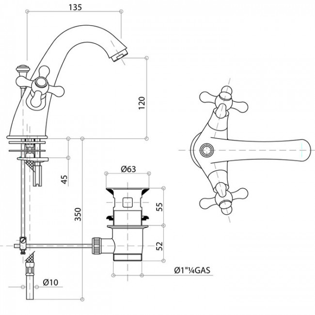 Смеситель для раковины Bongio Axel, цвет: золото 15521OR00
