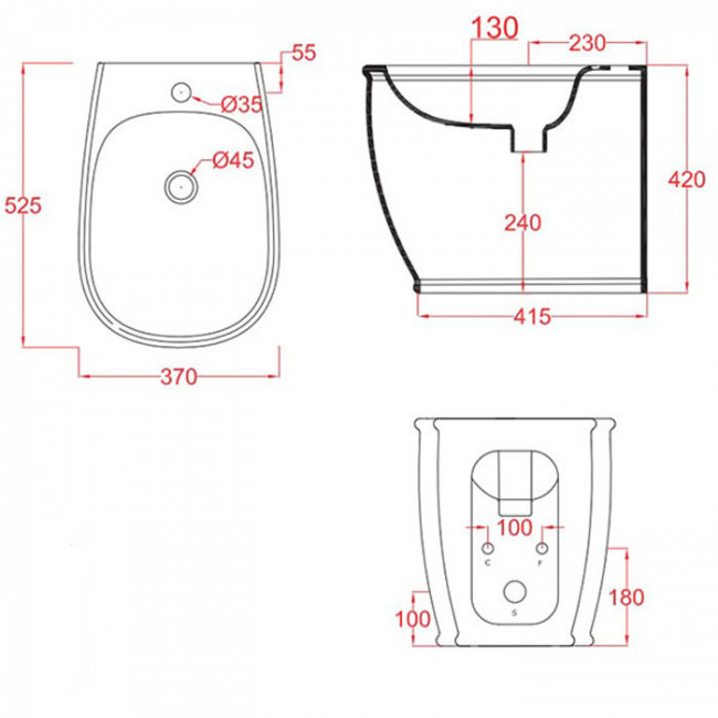 Artceram Azuley Биде напольное 36х52см c креплением, с 1 отв. цвет: черный Artceram Azuley Биде напольное 36х52см c креплением, с 1 отв. цвет: черный
