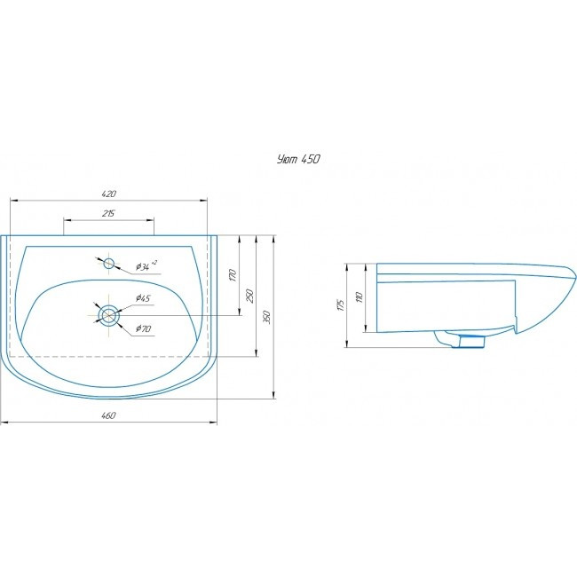 УМЫВАЛЬНИК RUNO мебельный Rosa Уют 45 (00000000151) УМЫВАЛЬНИК RUNO мебельный Rosa Уют 45 (00000000151)