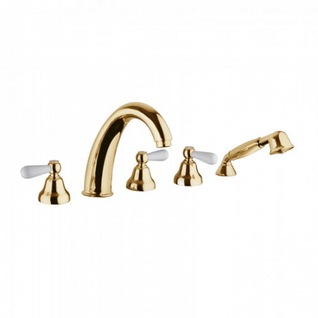 Смеситель для ванны Bongio Oxford Lux, цвет: золото/белый фарфор 19531ORDL