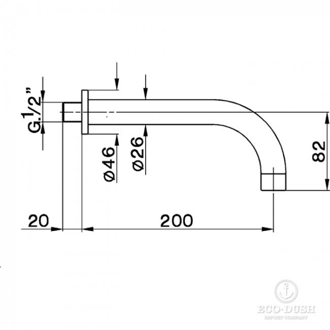 CISAL Излив настенный 200 мм для ванны, цвет: хром