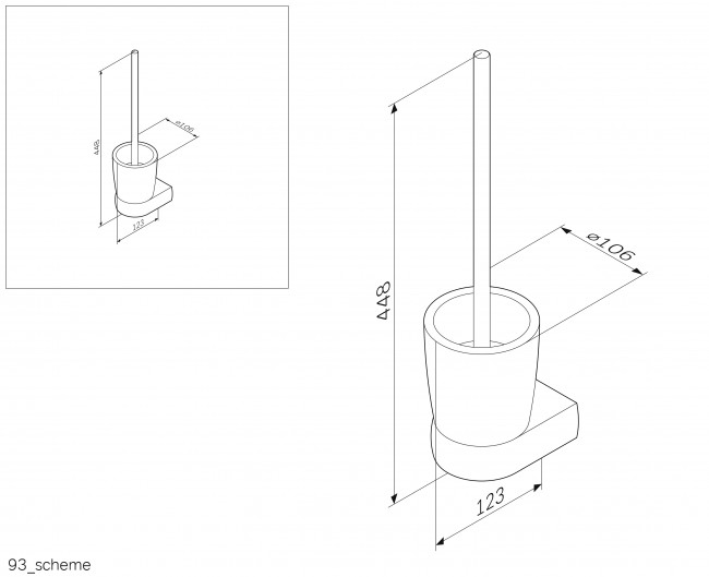 AM.PM A3033300 Sensation, Стойка с туалетной щеткой, подвесная, хром AM.PM A3033300 Sensation, Стойка с туалетной щеткой, подвесная, хром