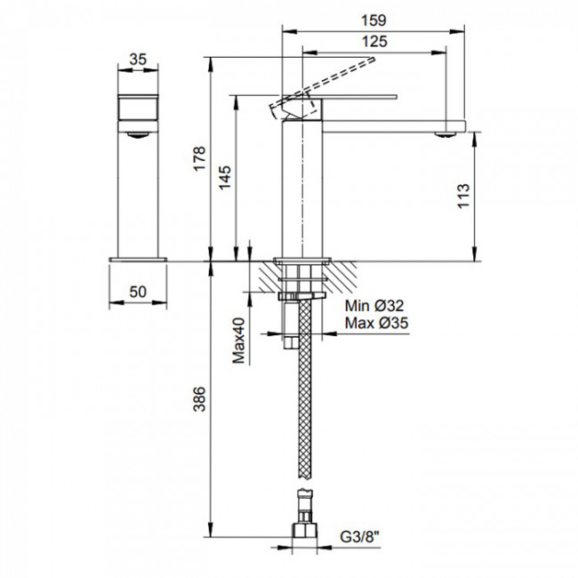Fantini Mint Смеситель для раковины, 1 отверстие, цвет: нержавеющая сталь