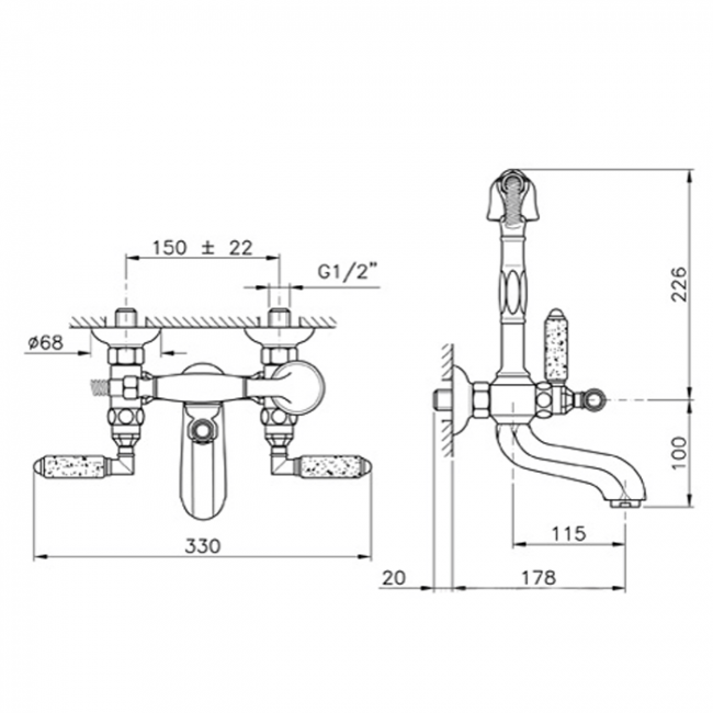 Nicolazzi Teide Смеситель для ванны/душа, цвет: хром