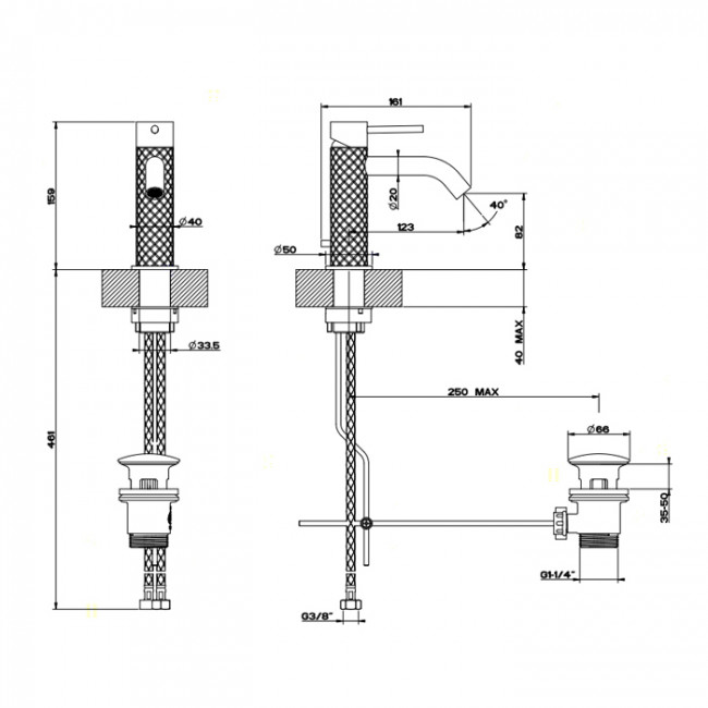 Gessi Intreccio Смеситель однорычажный с донным клапаном, цвет: шлифованная сталь