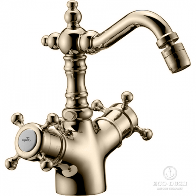 HUBER Victorian Смеситель для биде, на 1 отв., с донным клапаном, цвет: никель матовый HUBER Victorian Смеситель для биде, на 1 отв., с донным клапаном, цвет: никель матовый