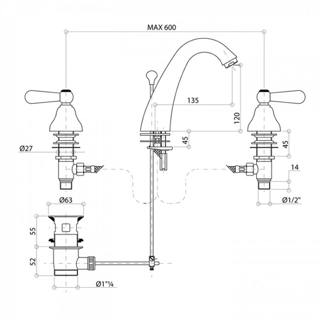 Смеситель для раковины Bongio Mille Nuits, цвет: хром/черный фарфор 22501OR00